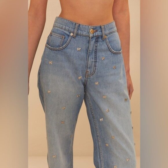 FARM Rio Denim - Farm Rio: Denim / Jeans Embroidered Bows Pants